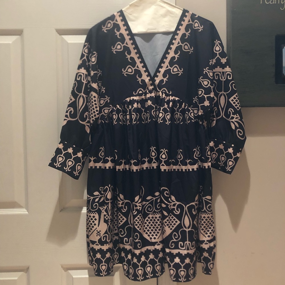 Black & Tan Patterned Dress